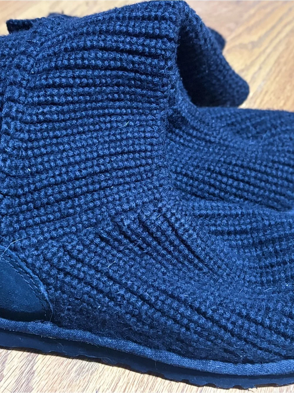 UGG Cardy Knit Sweater Boots Black Fold Over Button Women's 6